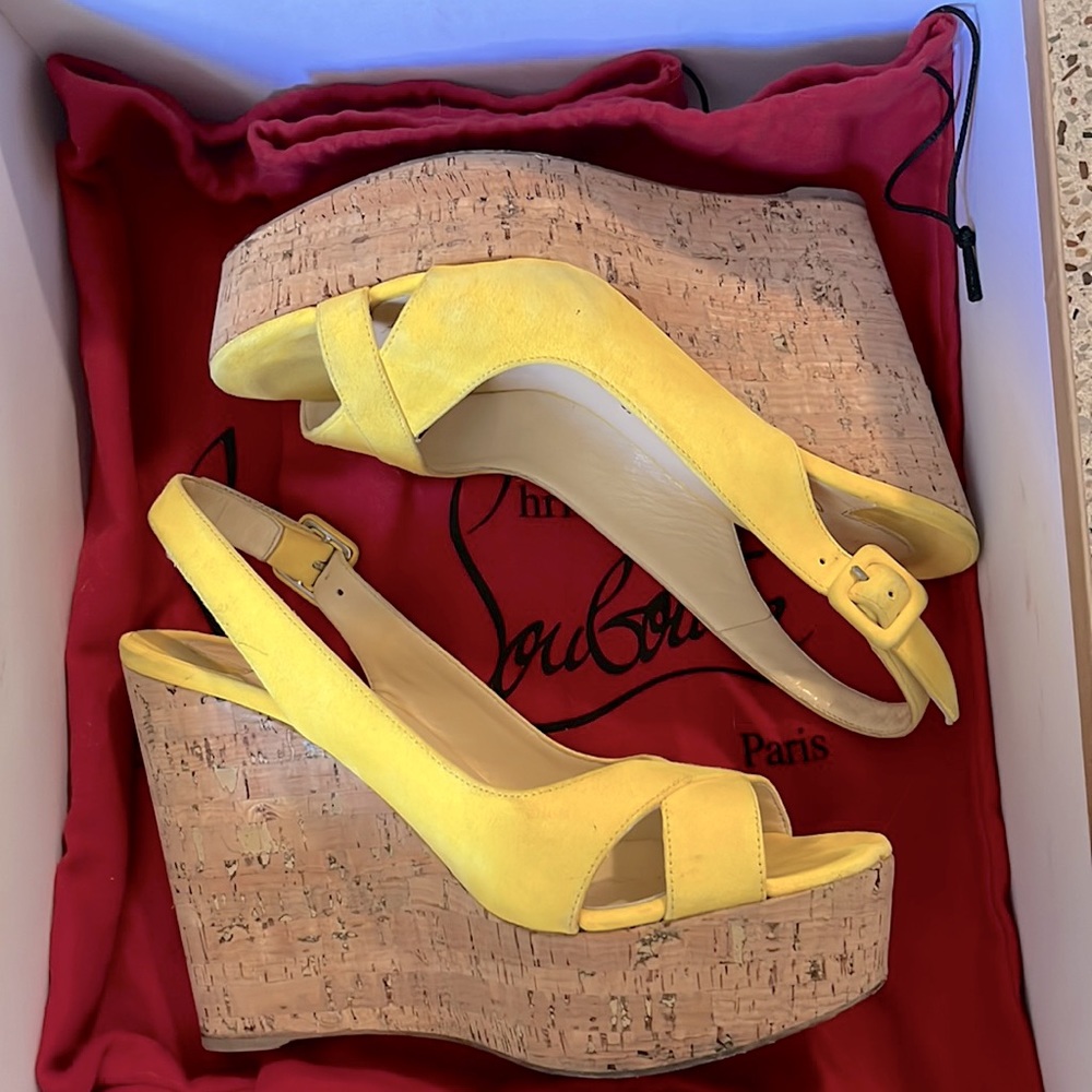 Christian Louboutin Reine De Liege 120 Suede/Cork Zeppa